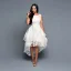 Haute Basse Blanche Organza Robes longues 2018 Princesse Encolure Carrée Sans Manches Appliques En Dentelle Asymétrique Volants en Cascade Vêtements Femme