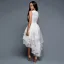 Haute Basse Blanche Organza Robes longues 2018 Princesse Encolure Carrée Sans Manches Appliques En Dentelle Asymétrique Volants en Cascade Vêtements Femme