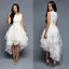 Haute Basse Blanche Organza Robes longues 2018 Princesse Encolure Carrée Sans Manches Appliques En Dentelle Asymétrique Volants en Cascade Vêtements Femme