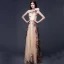 Chic / Beautiful Beige Chiffon Maxi Dresses 2018 A-Line / Princess Artificial Flowers One-Shoulder Sleeveless Printing Flower Floor-Length / Long Ruffle Backless Womens Clothing