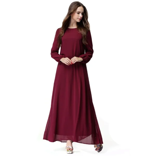 Simple Chiffon Robes longues 2018 Encolure Dégagée Manches Longues Longueur Cheville Vêtements Femme