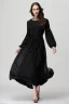 Simple Chiffon Robes longues 2018 Encolure Dégagée Manches Longues Longueur Cheville Vêtements Femme