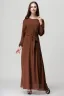 Simple Chiffon Robes longues 2018 Encolure Dégagée Manches Longues Longueur Cheville Vêtements Femme