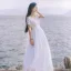 Élégant Ivoire Été Plage Robes longues 2018 Princesse Encolure Dégagée Manches Courtes Appliques Percé En Dentelle Longueur Cheville Volants Vêtements Femme