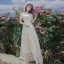 Élégant Ivoire Été Plage Robes longues 2018 Princesse Encolure Dégagée Manches Courtes Appliques Percé En Dentelle Longueur Cheville Volants Vêtements Femme
