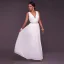 Sexy White Chiffon Maxi Dresses 2018 Empire V-Neck Sleeveless Rhinestone Sash Floor-Length / Long Ruffle Womens Clothing