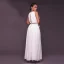 Sexy White Chiffon Maxi Dresses 2018 Empire V-Neck Sleeveless Rhinestone Sash Floor-Length / Long Ruffle Womens Clothing