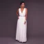 Sexy White Chiffon Maxi Dresses 2018 Empire V-Neck Sleeveless Rhinestone Sash Floor-Length / Long Ruffle Womens Clothing