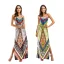 Bohemia Yellow Summer Maxi Dresses 2018 Spaghetti Straps Sleeveless Printing Flower Ankle Length Backless Womens Clothing