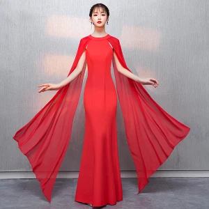 Affordable Red Evening Dresses 2018 Trumpet Mermaid Scoop Neck Sleeveless Watteau Train Ruffle Formal Dresses