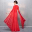 Abordable Rouge Robe De Soirée 2018 Trompette / Sirène Encolure Dégagée Sans Manches Watteau Train Volants Robe De Ceremonie