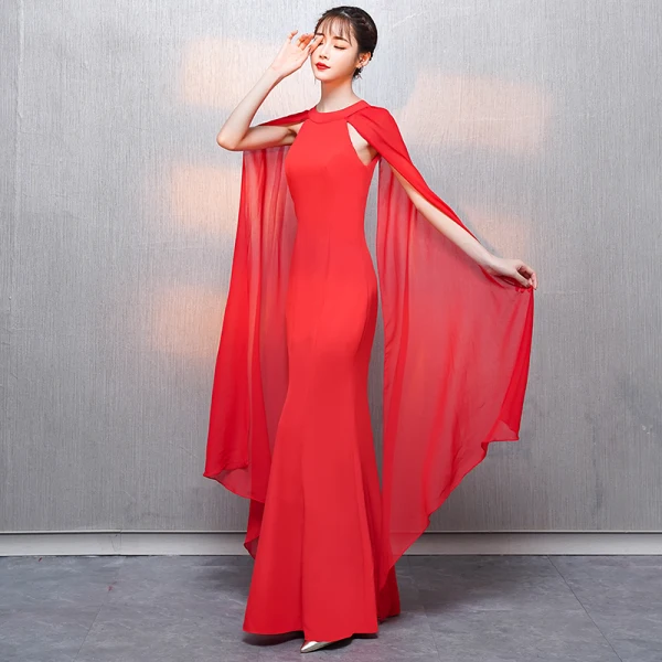 Abordable Rouge Robe De Soirée 2018 Trompette / Sirène Encolure Dégagée Sans Manches Watteau Train Volants Robe De Ceremonie