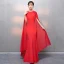 Abordable Rouge Robe De Soirée 2018 Trompette / Sirène Encolure Dégagée Sans Manches Watteau Train Volants Robe De Ceremonie