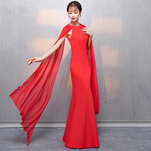 Abordable Rouge Robe De Soirée 2018 Trompette / Sirène Encolure Dégagée Sans Manches Watteau Train Volants Robe De Ceremonie