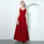Modern / Fashion Red Evening Dresses  2018 A-Line / Princess Spaghetti Straps Sleeveless Ankle Length Ruffle Backless Formal Dresses