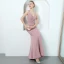 Sexy Rose Bonbon Robe De Soirée 2018 Trompette / Sirène Bretelles Spaghetti Sans Manches Perlage Ceinture Longueur Cheville Volants Dos Nu Robe De Ceremonie
