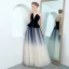Modern / Fashion Navy Blue Evening Dresses  2018 A-Line / Princess Strapless Sleeveless Floor-Length / Long Ruffle Backless Formal Dresses