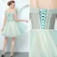 Modern / Fashion Pool Blue Cocktail Dresses 2018 A-Line / Princess Off-The-Shoulder Short Sleeve Appliques Flower Beading Short Ruffle Backless Formal Dresses