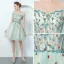 Modern / Fashion Pool Blue Cocktail Dresses 2018 A-Line / Princess Off-The-Shoulder Short Sleeve Appliques Flower Beading Short Ruffle Backless Formal Dresses