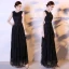 Modest / Simple Black Lace Evening Dresses  2018 Empire Scoop Neck Sleeveless Sash Floor-Length / Long Ruffle Formal Dresses