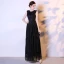 Modest / Simple Black Lace Evening Dresses  2018 Empire Scoop Neck Sleeveless Sash Floor-Length / Long Ruffle Formal Dresses