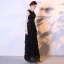 Modest / Simple Black Lace Evening Dresses  2018 Empire Scoop Neck Sleeveless Sash Floor-Length / Long Ruffle Formal Dresses