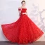 Modern / Fashion Candy Pink Evening Dresses  2018 Empire Off-The-Shoulder Short Sleeve Star Embroidered Beading Floor-Length / Long Ruffle Backless Formal Dresses