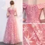 Modern / Fashion Candy Pink Evening Dresses  2018 Empire Off-The-Shoulder Short Sleeve Star Embroidered Beading Floor-Length / Long Ruffle Backless Formal Dresses