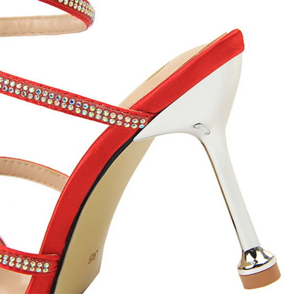 Sexy Black Rhinestone Cocktail Party Womens Sandals 2022 8 cm Stiletto Heels Open / Peep Toe Sandals High Heels