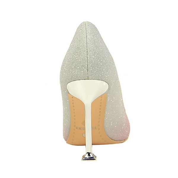 Fashion Blushing Pink Gradient-Color Evening Party Pumps 2022 Sequins 9 cm Stiletto Heels Pointed Toe Pumps High Heels