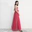 Chic / Belle Watermelon Rouge Robe De Bal 2018 Princesse épaules Sans Manches Perlage Longueur Cheville Volants Dos Nu Robe De Ceremonie