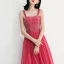 Chic / Belle Watermelon Rouge Robe De Bal 2018 Princesse épaules Sans Manches Perlage Longueur Cheville Volants Dos Nu Robe De Ceremonie