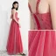 Chic / Belle Watermelon Rouge Robe De Bal 2018 Princesse épaules Sans Manches Perlage Longueur Cheville Volants Dos Nu Robe De Ceremonie