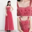Chic / Belle Watermelon Rouge Robe De Bal 2018 Princesse épaules Sans Manches Perlage Longueur Cheville Volants Dos Nu Robe De Ceremonie