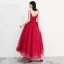 Modern / Fashion Red Prom Dresses 2018 A-Line / Princess Spaghetti Straps Sleeveless Beading Ankle Length Ruffle Backless Formal Dresses