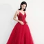 Modern / Fashion Red Prom Dresses 2018 A-Line / Princess Spaghetti Straps Sleeveless Beading Ankle Length Ruffle Backless Formal Dresses