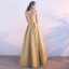 Chic / Beautiful Yellow See-through Evening Dresses  2018 A-Line / Princess Scoop Neck Cap Sleeves Appliques Lace Floor-Length / Long Ruffle Formal Dresses
