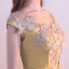 Chic / Beautiful Yellow See-through Evening Dresses  2018 A-Line / Princess Scoop Neck Cap Sleeves Appliques Lace Floor-Length / Long Ruffle Formal Dresses