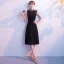 Modest / Simple Black Evening Dresses  2018 A-Line / Princess Scoop Neck Sleeveless Sash Tea-length Formal Dresses