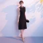 Modest / Simple Black Evening Dresses  2018 A-Line / Princess Scoop Neck Sleeveless Sash Tea-length Formal Dresses