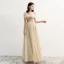Élégant Champagne Robe De Soirée 2018 Princesse De l'épaule Manches Courtes Paillettes Perlage Ceinture Longue Volants Dos Nu Robe De Ceremonie