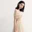 Élégant Champagne Robe De Soirée 2018 Princesse De l'épaule Manches Courtes Paillettes Perlage Ceinture Longue Volants Dos Nu Robe De Ceremonie