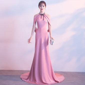 Sexy Rose Bonbon Robe De Soirée 2017 Trompette Sirène Métal Titulaire Sans Manches Tribunal Train Dos Nu Robe De Ceremonie