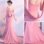 Sexy Rose Bonbon Robe De Soirée 2017 Trompette / Sirène Métal Titulaire Sans Manches Tribunal Train Dos Nu Robe De Ceremonie