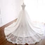 Vintage / Retro Ivory Wedding Dresses 2018 Ball Gown High Neck Sleeveless Appliques Pierced Lace Beading Pearl Cathedral Train Ruffle