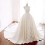 Vintage / Retro Ivory Wedding Dresses 2018 Ball Gown High Neck Sleeveless Appliques Pierced Lace Beading Pearl Cathedral Train Ruffle