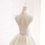 Vintage / Retro Ivory Wedding Dresses 2018 Ball Gown High Neck Sleeveless Appliques Pierced Lace Beading Pearl Cathedral Train Ruffle