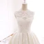 Vintage / Retro Ivory Wedding Dresses 2018 Ball Gown High Neck Sleeveless Appliques Pierced Lace Beading Pearl Cathedral Train Ruffle