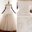 Luxe Champagne Robe De Mariée 2018 Robe Boule De l'épaule Manches Courtes Dos Nu Perle Perlage Paillettes Cathedral Train Volants