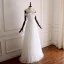 Modest / Simple White Wedding Dresses 2018 A-Line / Princess Off-The-Shoulder Short Sleeve Backless Appliques Lace Floor-Length / Long Ruffle